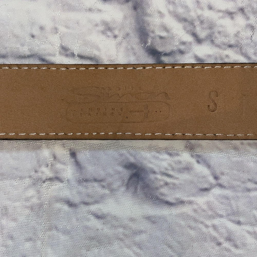 B.B. Simon Cheetah Print Leather Calf Hair Textured Gold Buckle Belt S - Picture 4 of 6